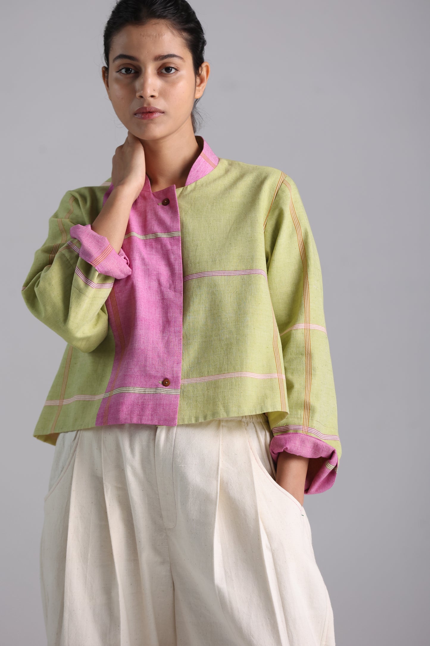 Rumal checks CROP SHIRT