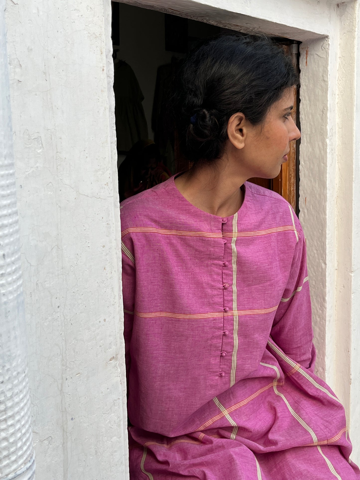 Rumal checks Kurta (Pink)