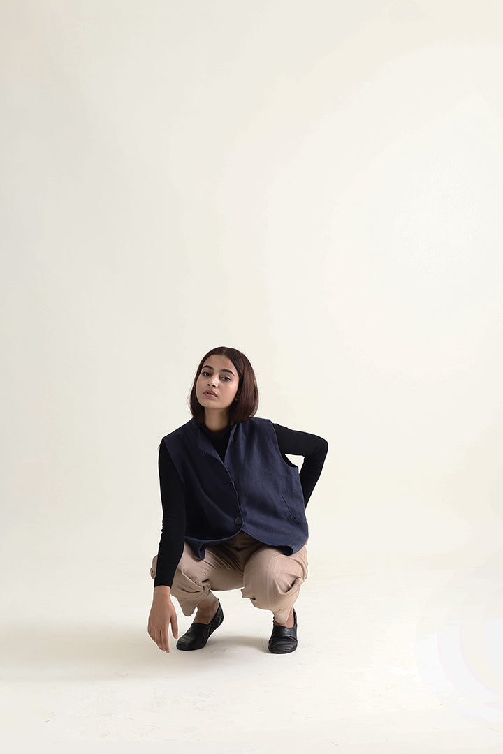 Midnight blue Linen Jacket