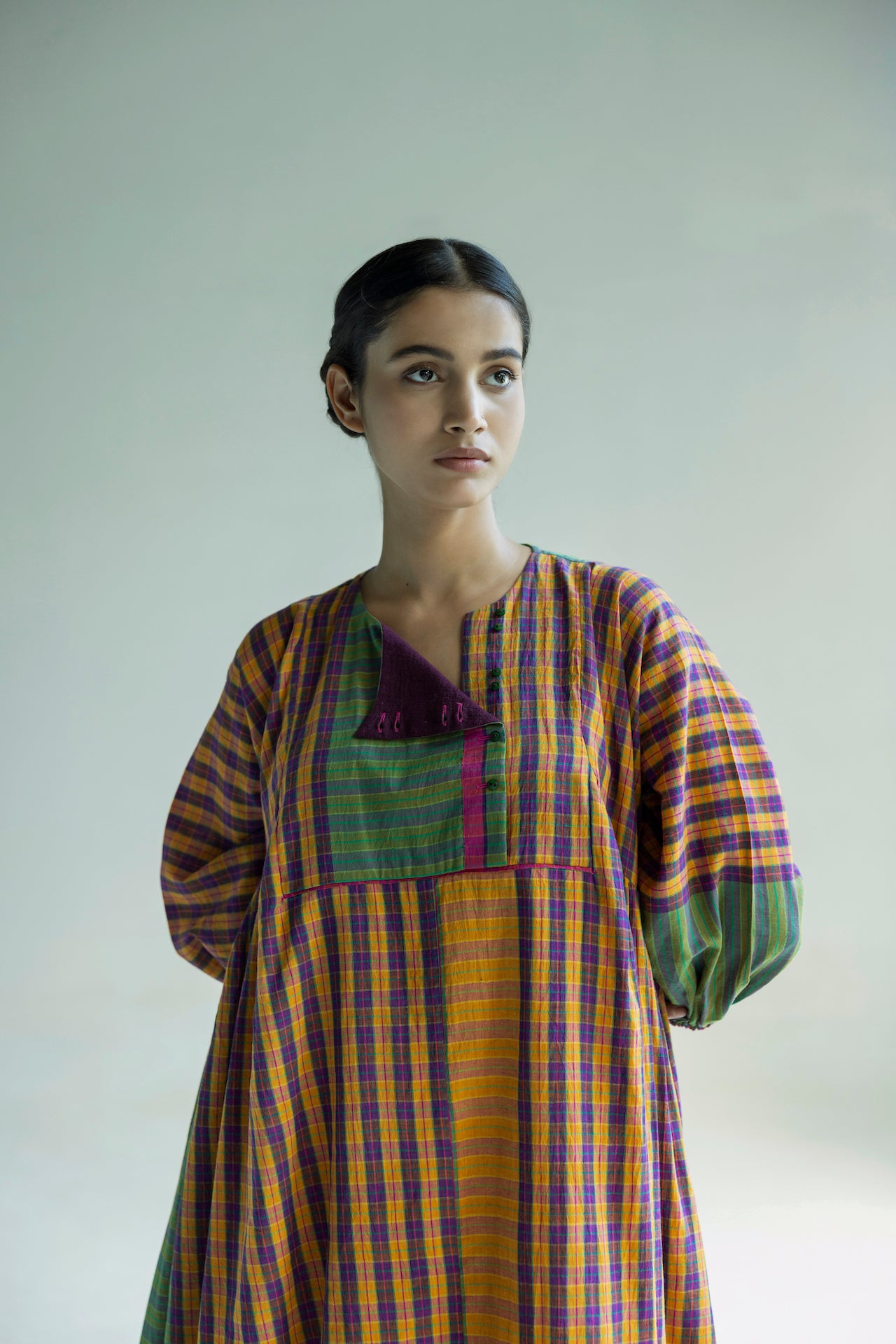 madras cotton dresses Unique Vintage Plus Size Madras Plaid Picnic Perfect Midi Dress