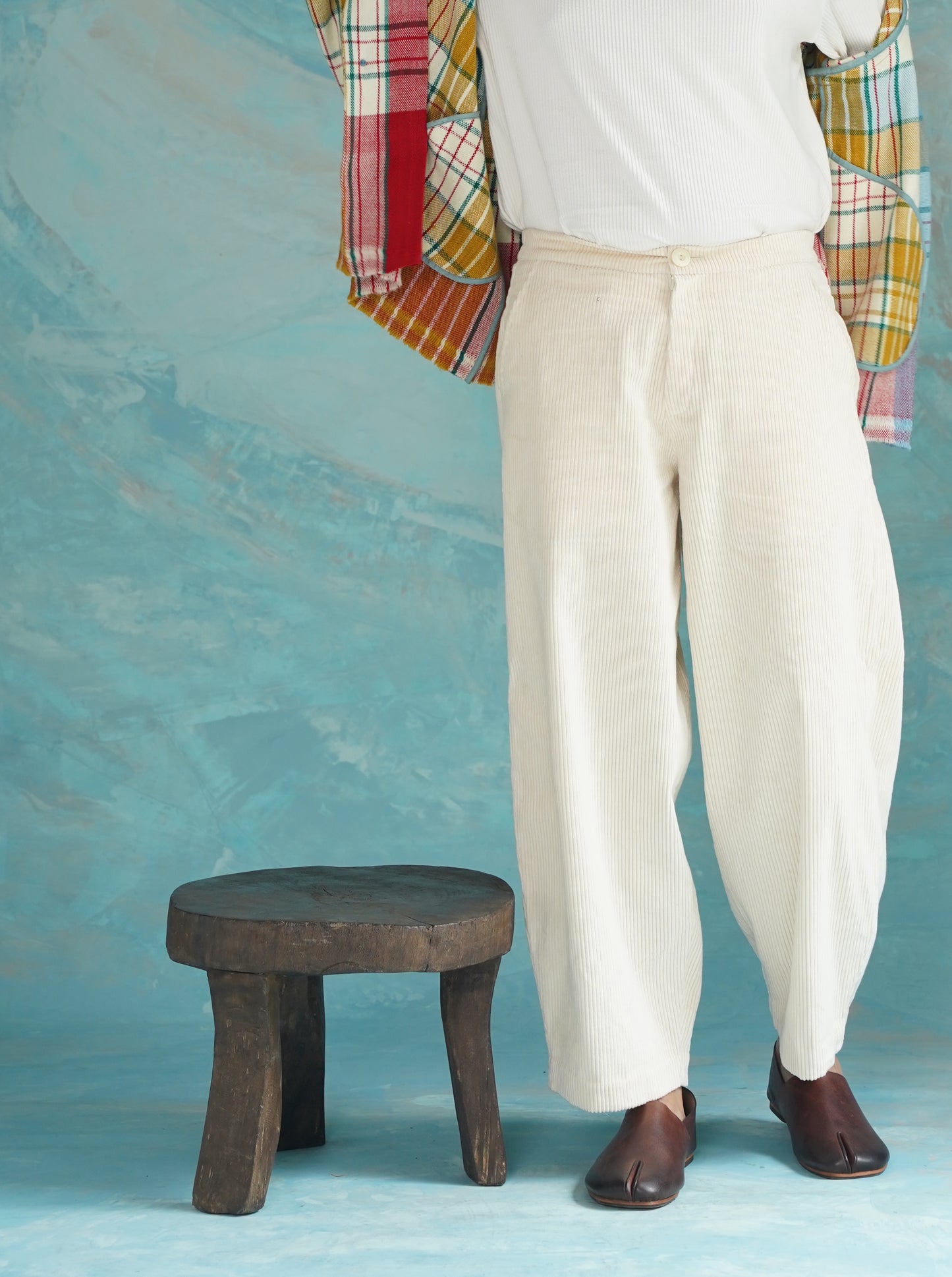 Corduroy Pants Men - EGG WHITE