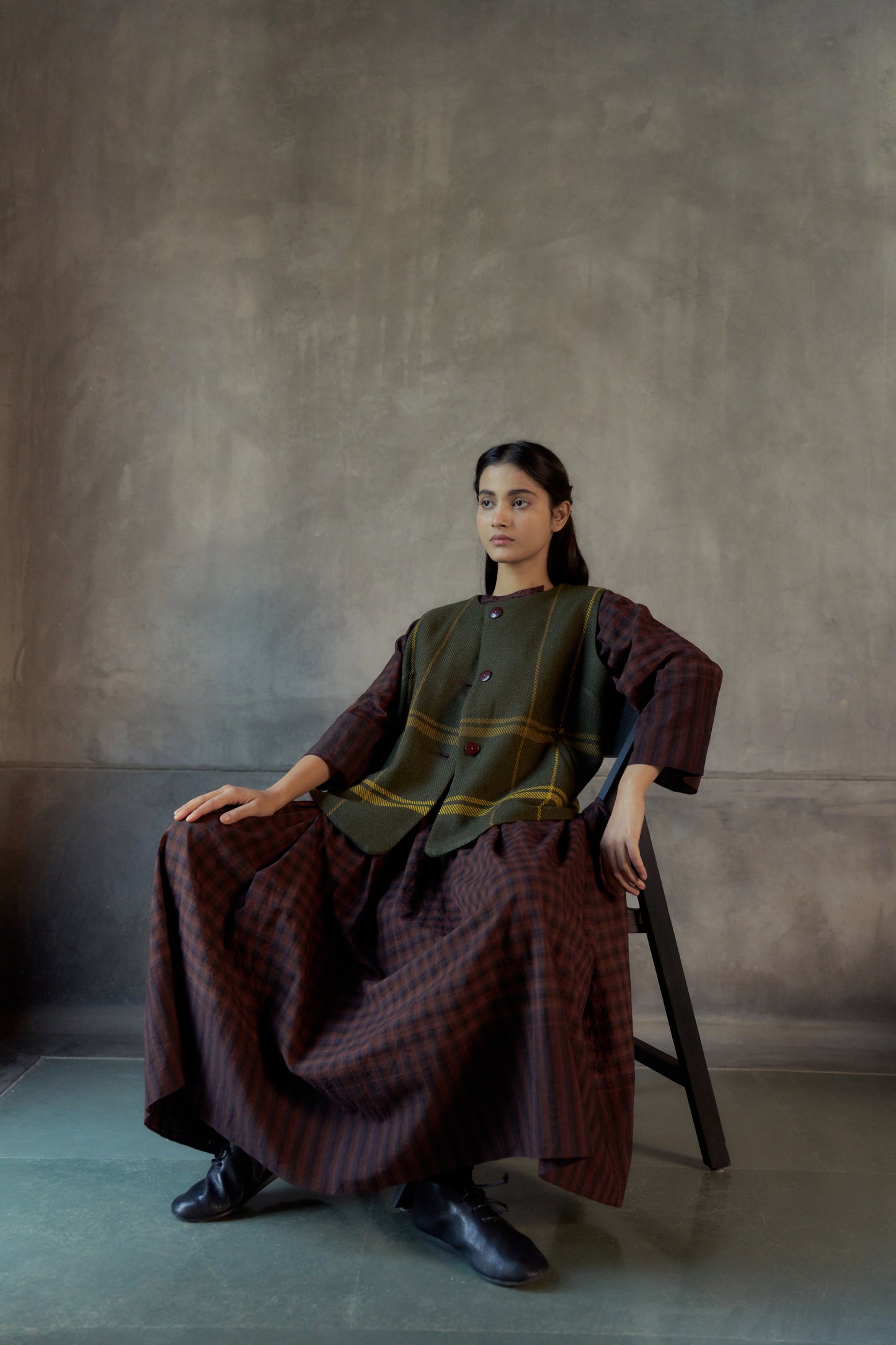 Khakhi Green Nehru jacket