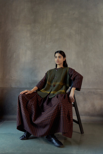 Khakhi Green Nehru jacket