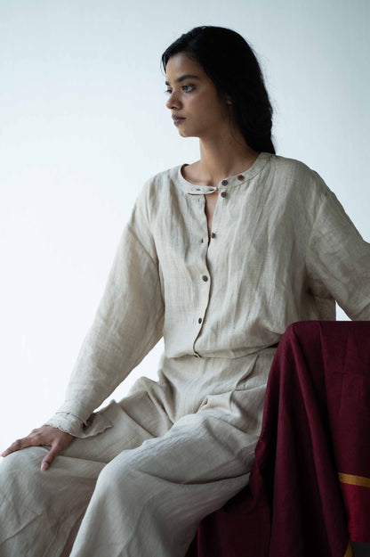 LINEN SCALLOP SHIRT