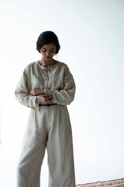 LINEN SCALLOP PANTS