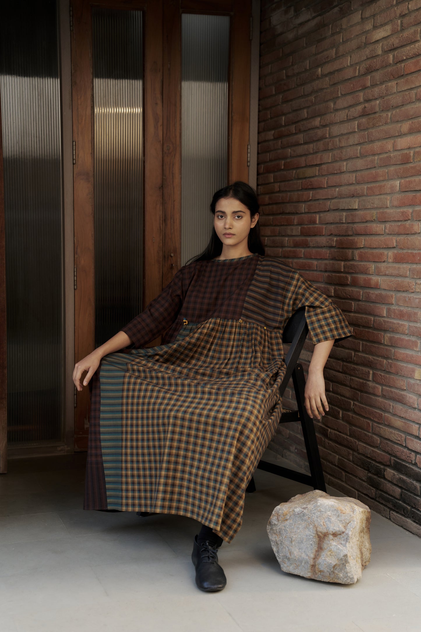 Bunai dress in Gingham Multicolour