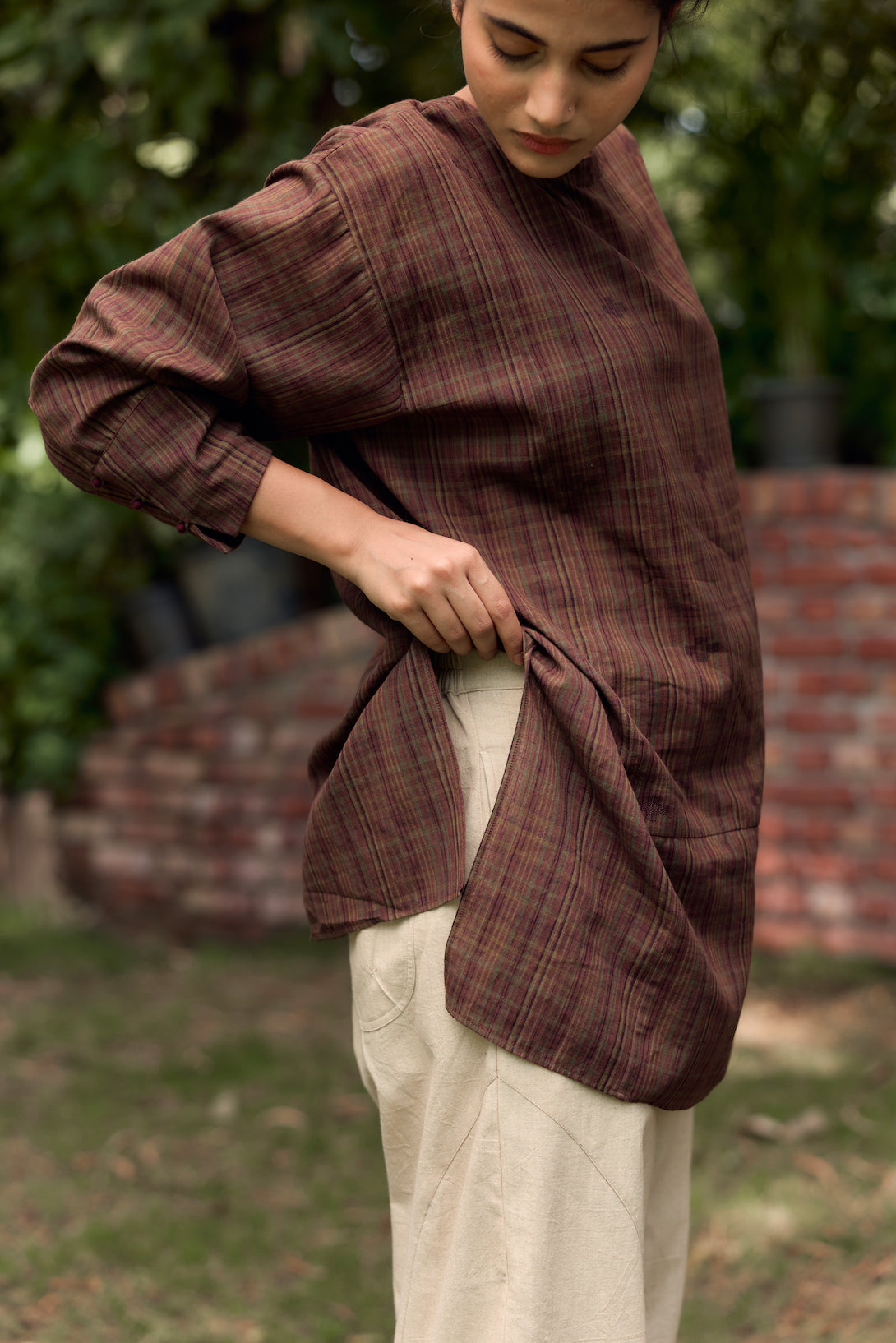 Garnet Jamdani Top