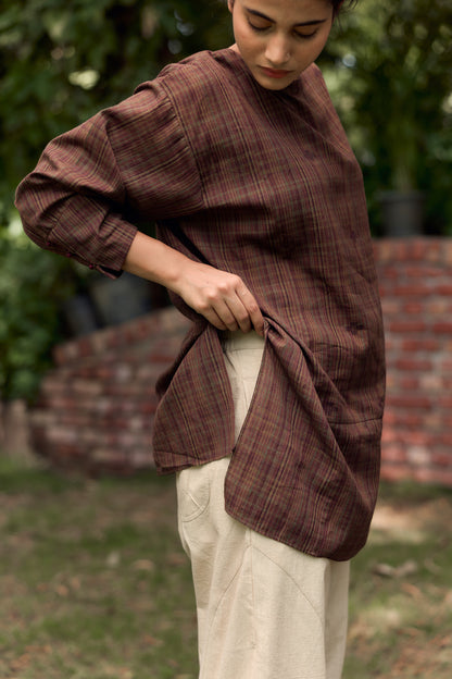 Garnet Jamdani Top