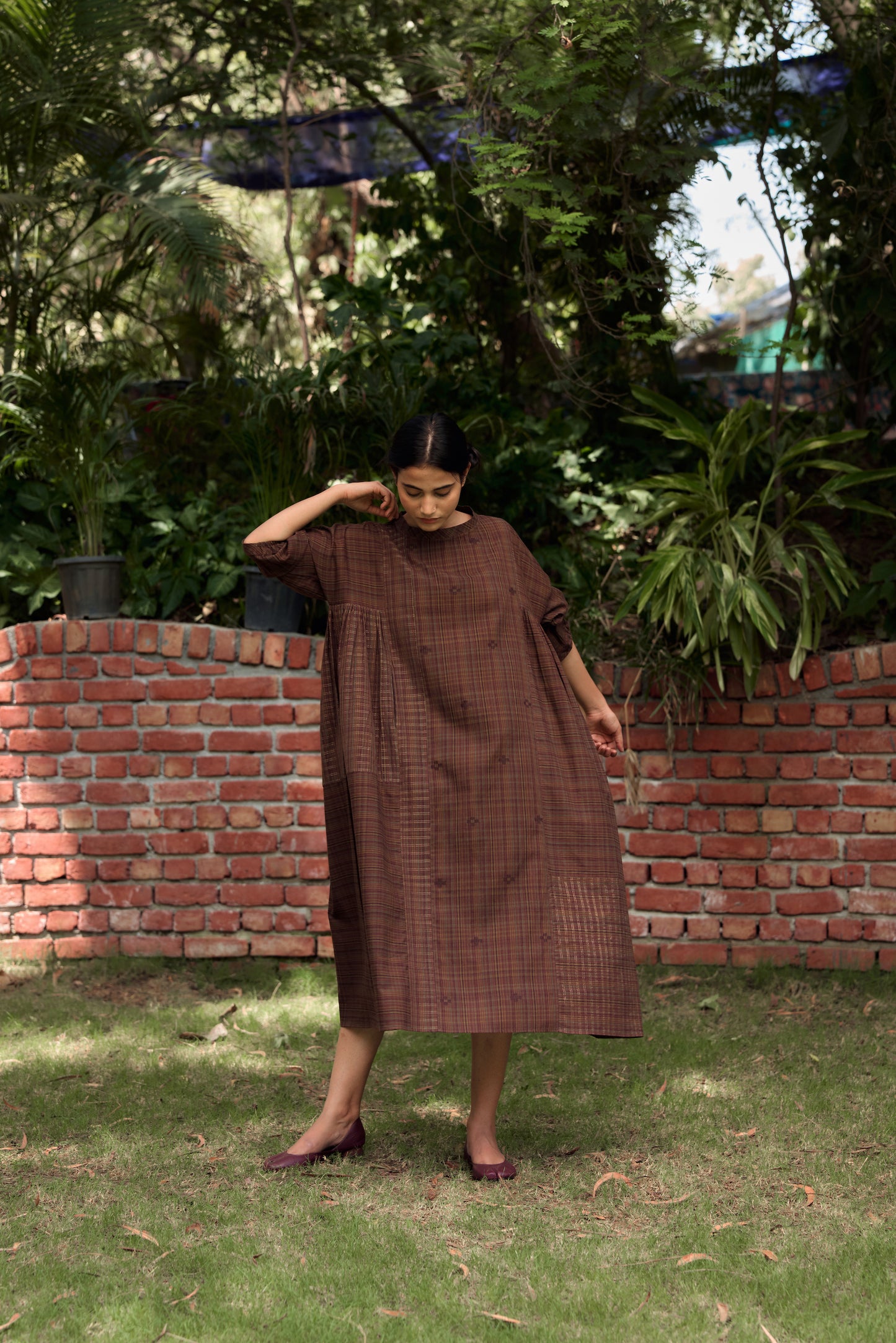 Garnet Jamdani Dress