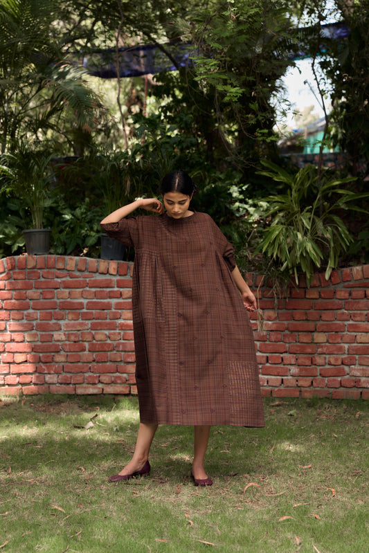 Garnet Jamdani Dress