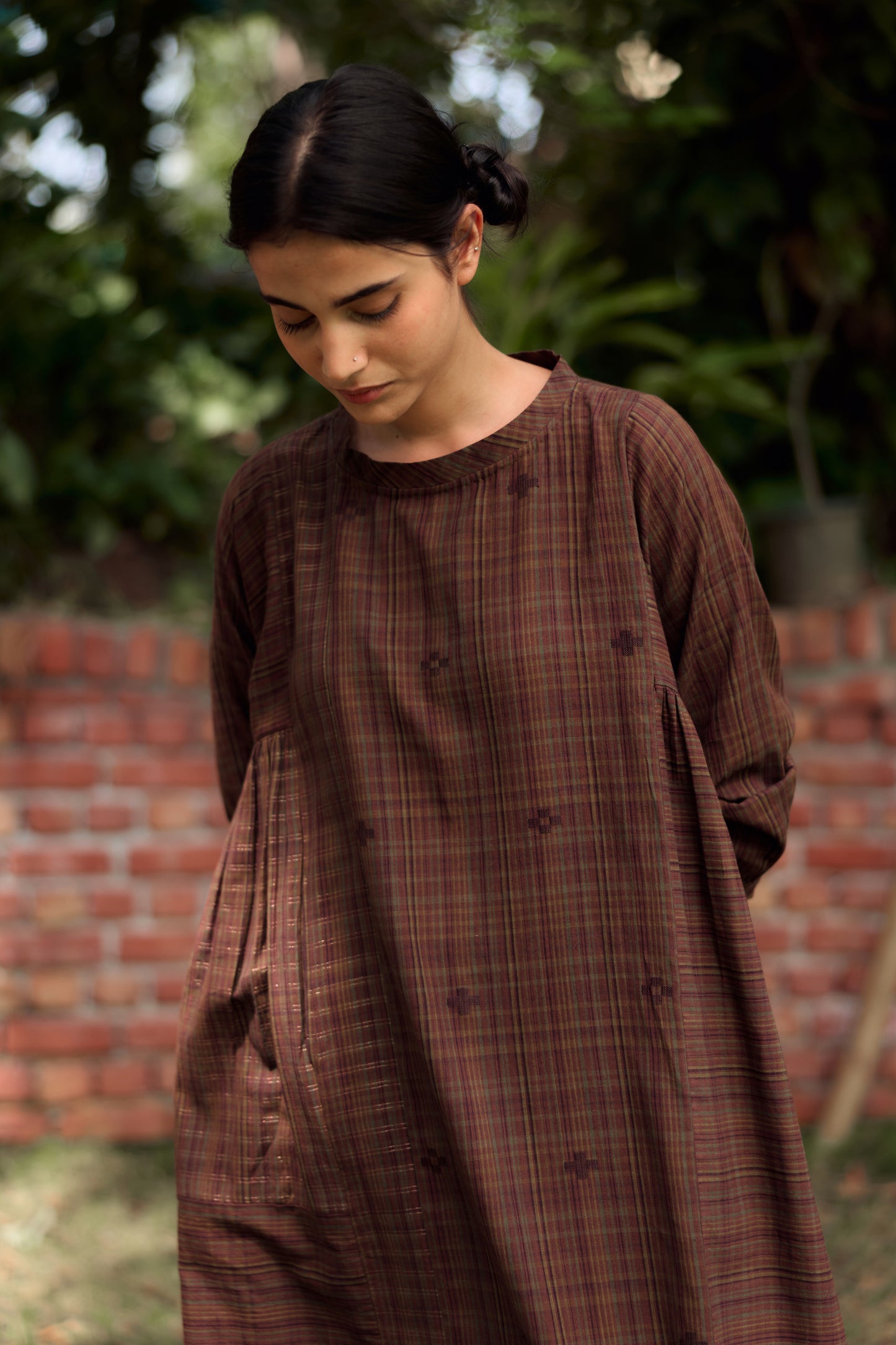 Garnet Jamdani Dress