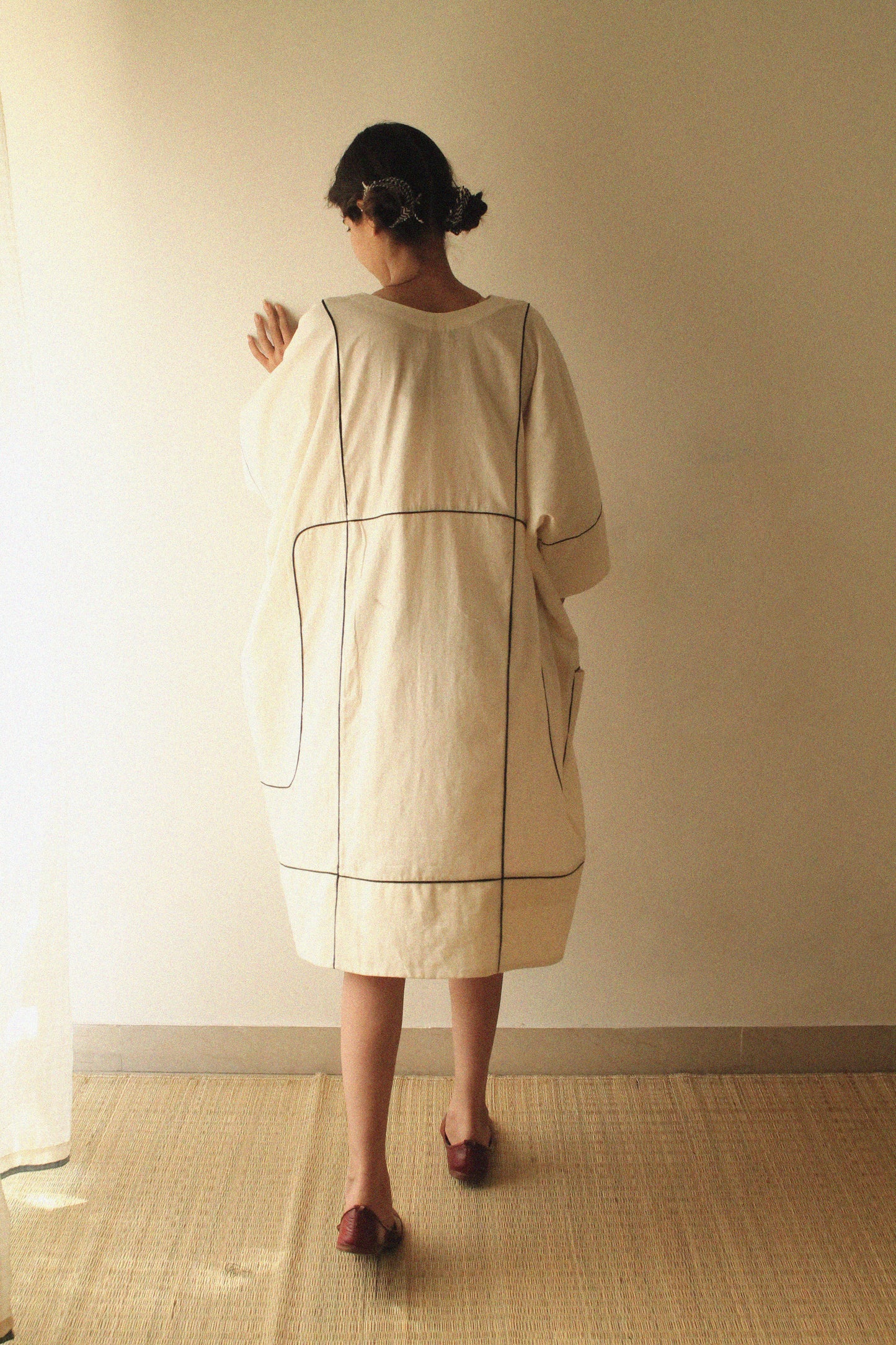 Loose Fit Grid Kaftan Dress