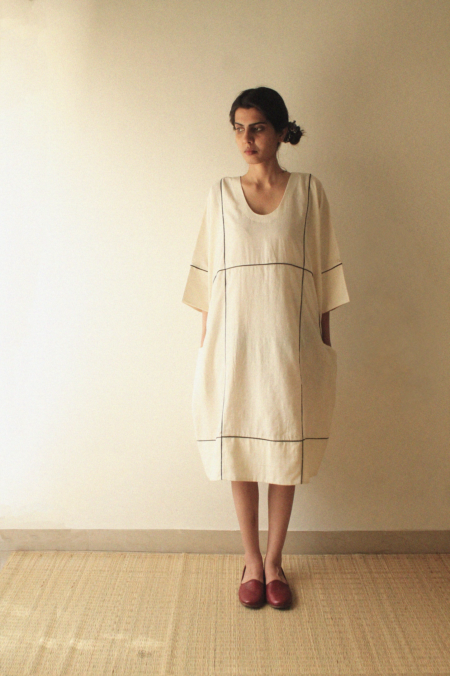 Loose Fit Grid Kaftan Dress